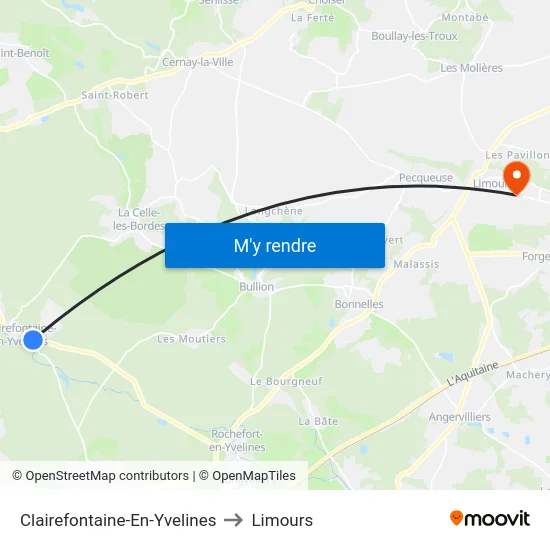 Clairefontaine-En-Yvelines to Limours map