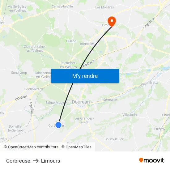 Corbreuse to Limours map