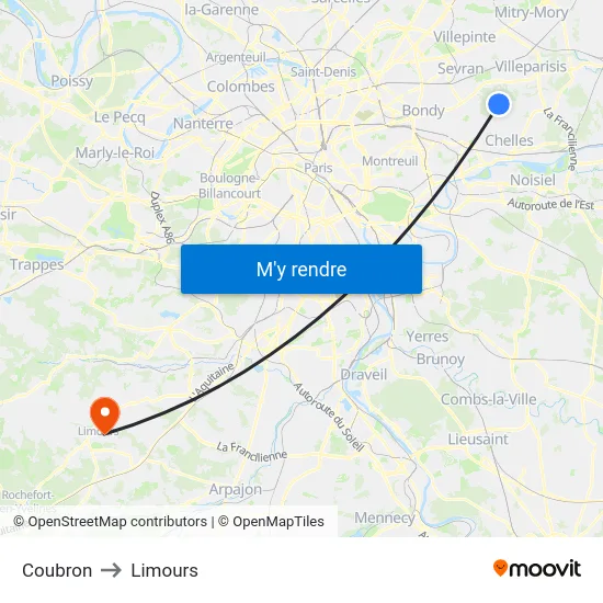 Coubron to Limours map