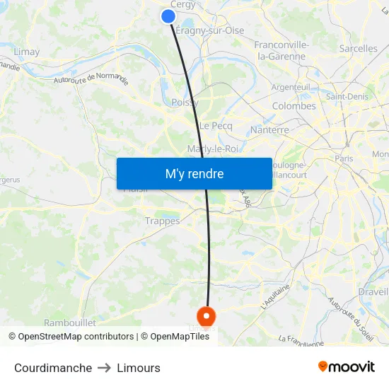 Courdimanche to Limours map