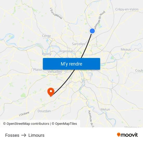 Fosses to Limours map