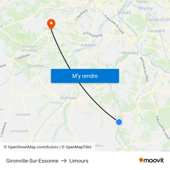 Gironville-Sur-Essonne to Limours map