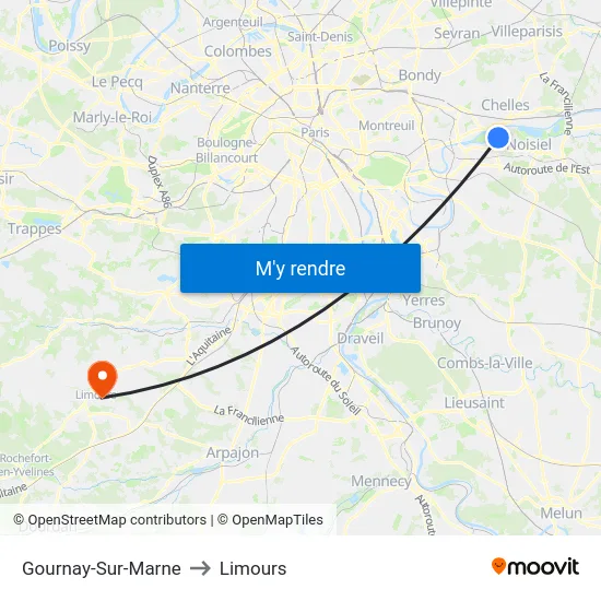 Gournay-Sur-Marne to Limours map