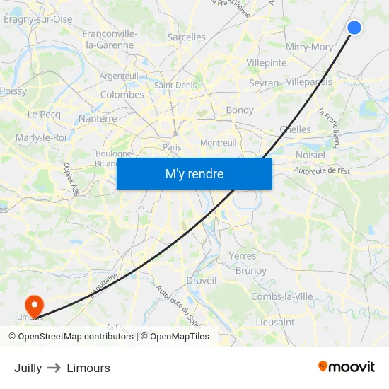 Juilly to Limours map