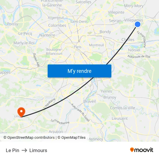 Le Pin to Limours map