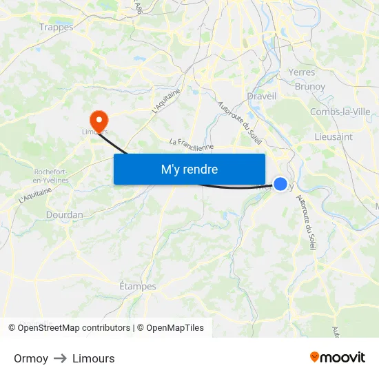 Ormoy to Limours map