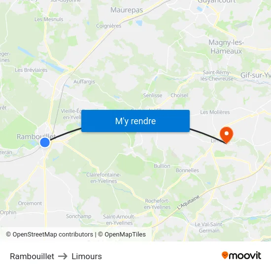 Rambouillet to Limours map