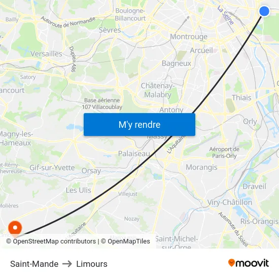 Saint-Mande to Limours map