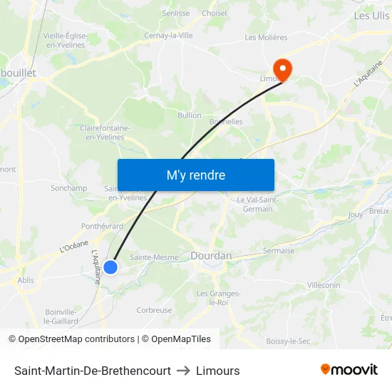 Saint-Martin-De-Brethencourt to Limours map