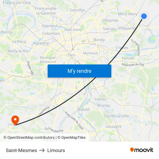 Saint-Mesmes to Limours map