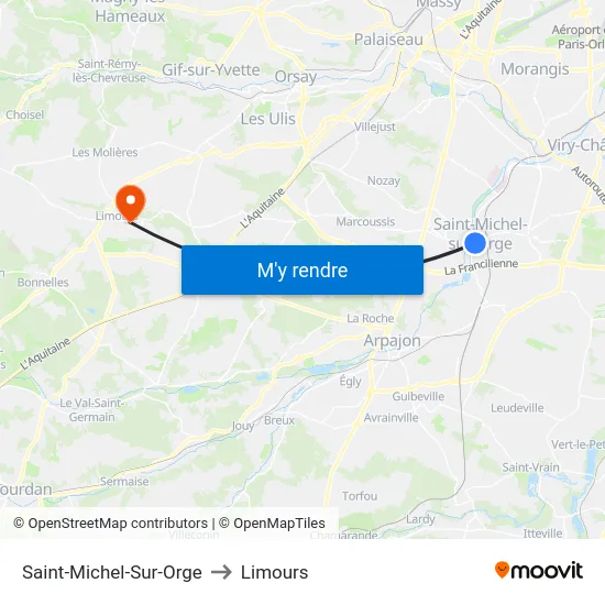 Saint-Michel-Sur-Orge to Limours map