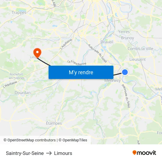 Saintry-Sur-Seine to Limours map