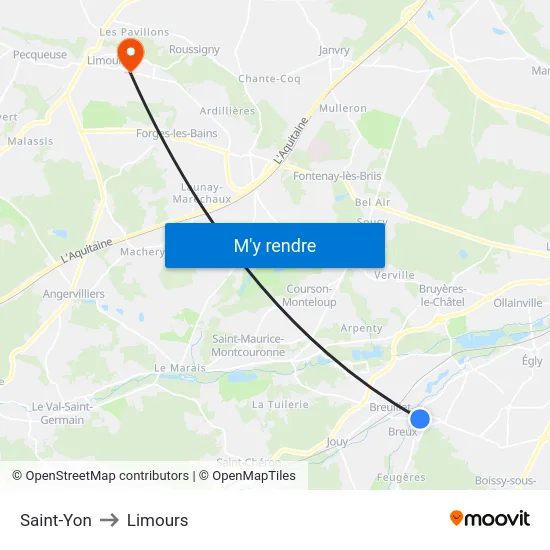 Saint-Yon to Limours map