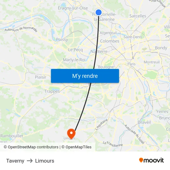 Taverny to Limours map