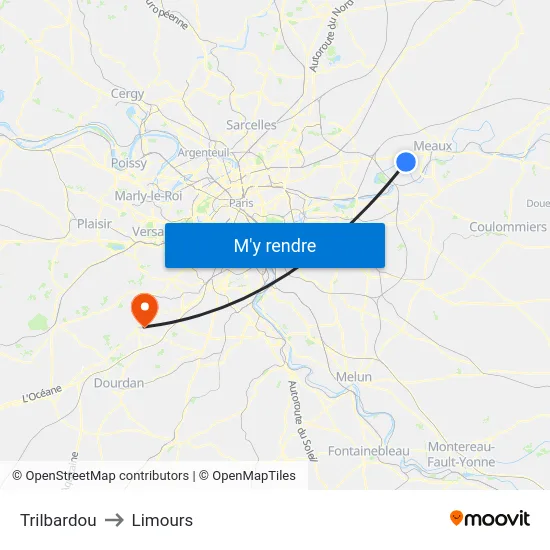 Trilbardou to Limours map