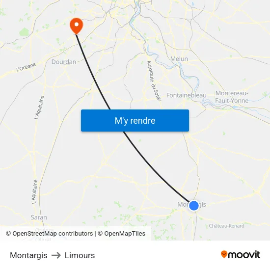 Montargis to Limours map