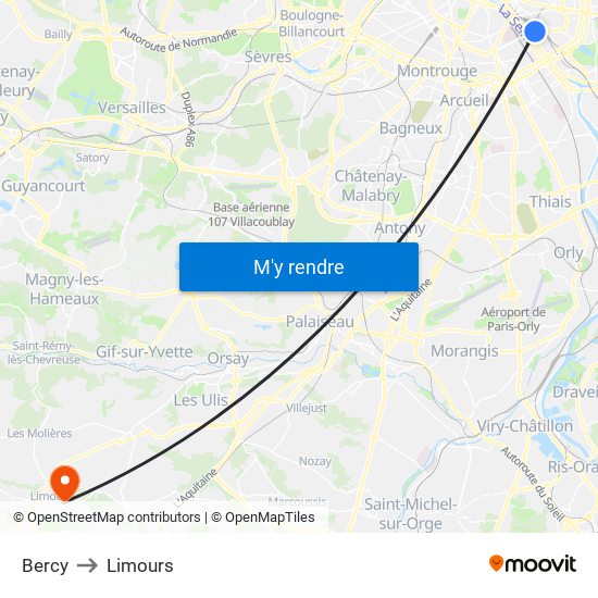 Bercy to Limours map