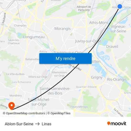 Ablon-Sur-Seine to Linas map