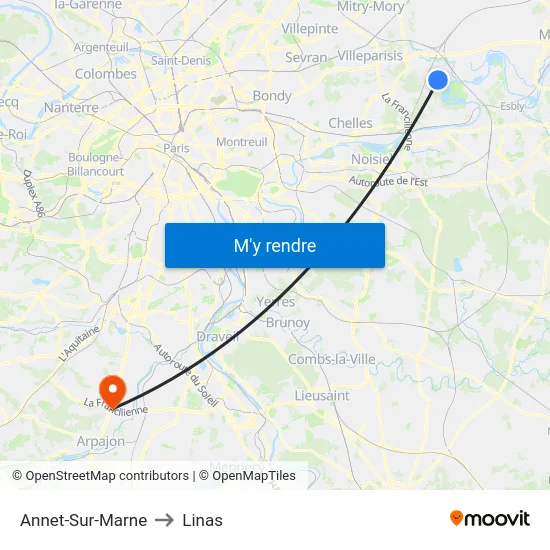 Annet-Sur-Marne to Linas map
