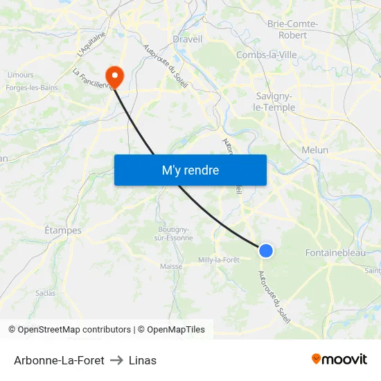 Arbonne-La-Foret to Linas map