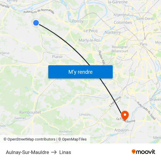 Aulnay-Sur-Mauldre to Linas map