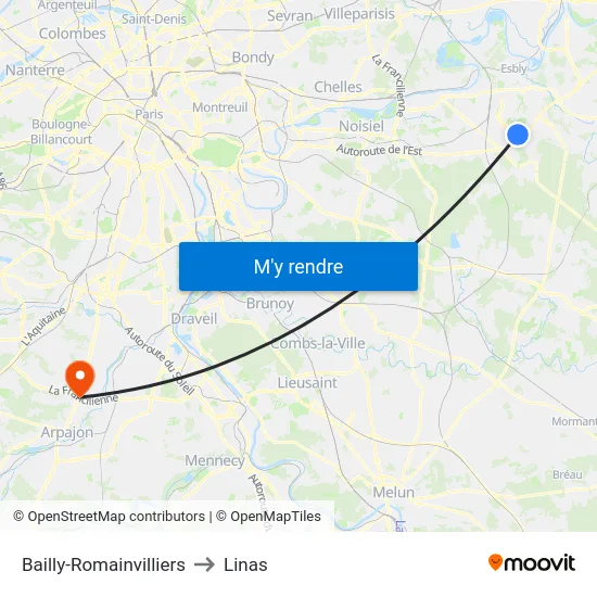 Bailly-Romainvilliers to Linas map