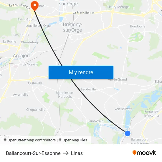Ballancourt-Sur-Essonne to Linas map