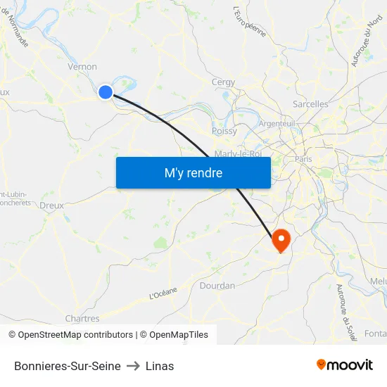 Bonnieres-Sur-Seine to Linas map