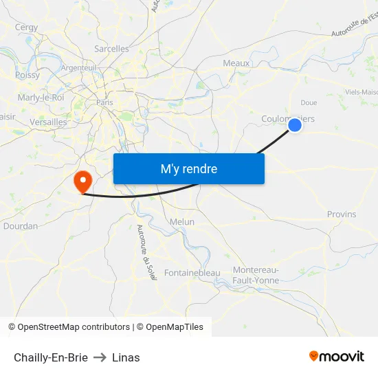 Chailly-En-Brie to Linas map