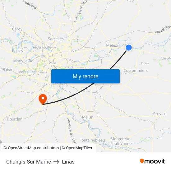Changis-Sur-Marne to Linas map