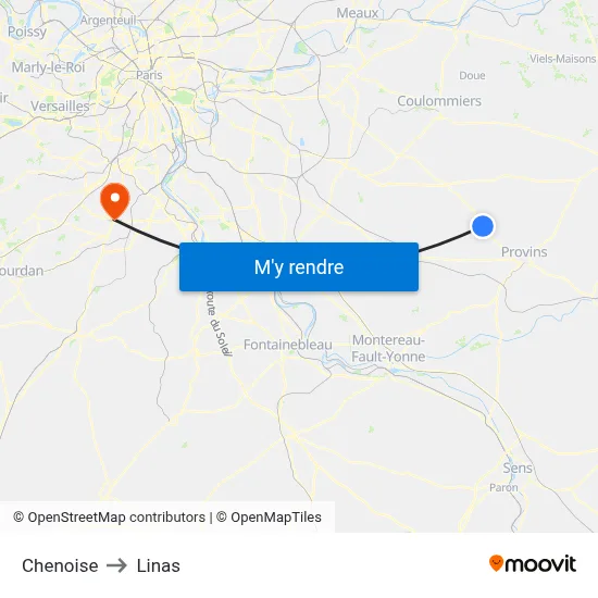 Chenoise to Linas map