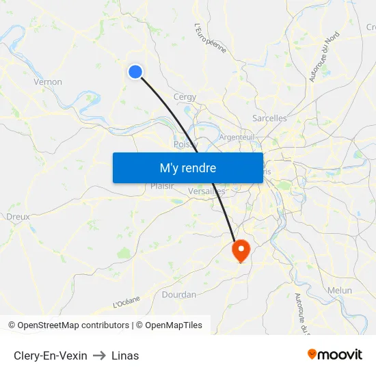Clery-En-Vexin to Linas map