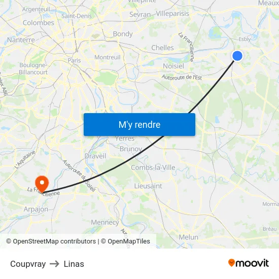 Coupvray to Linas map