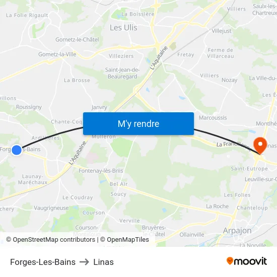 Forges-Les-Bains to Linas map