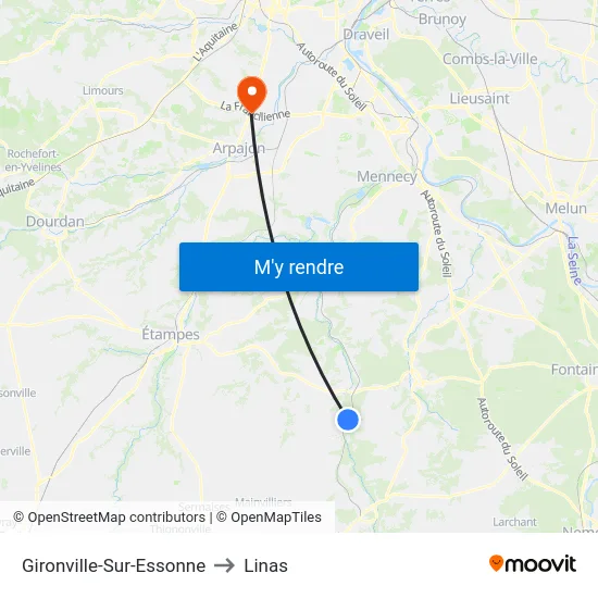 Gironville-Sur-Essonne to Linas map