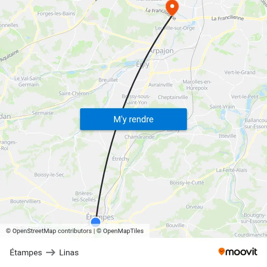 Étampes to Linas map