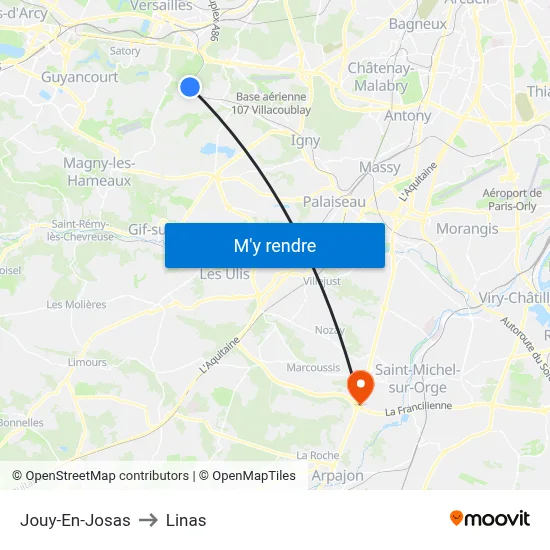 Jouy-En-Josas to Linas map