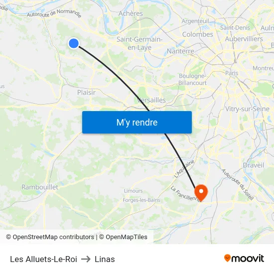 Les Alluets-Le-Roi to Linas map