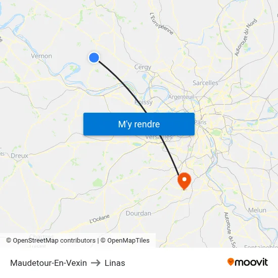 Maudetour-En-Vexin to Linas map