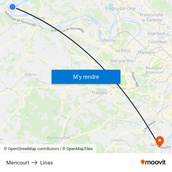 Mericourt to Linas map