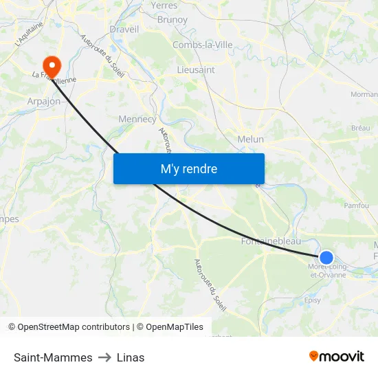 Saint-Mammes to Linas map