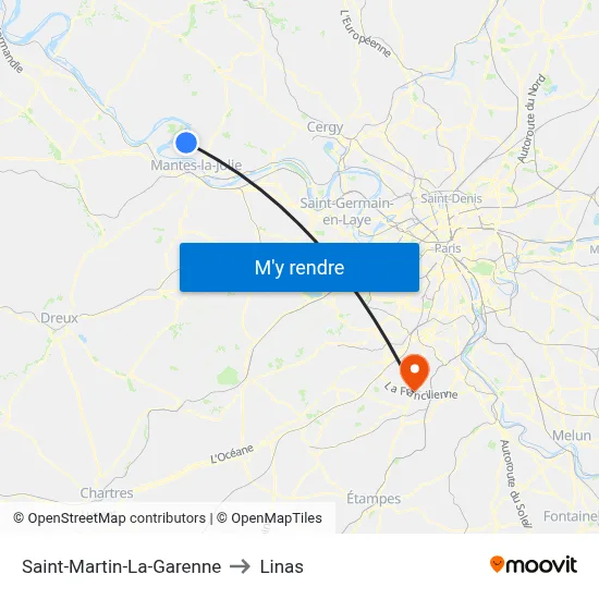 Saint-Martin-La-Garenne to Linas map
