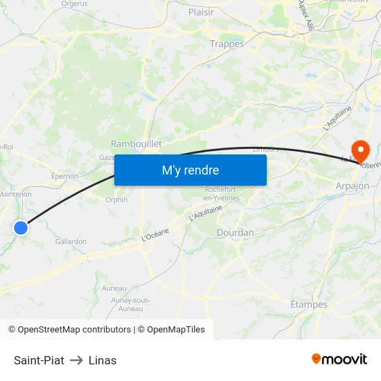 Saint-Piat to Linas map