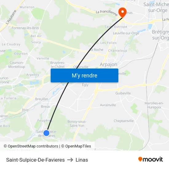 Saint-Sulpice-De-Favieres to Linas map