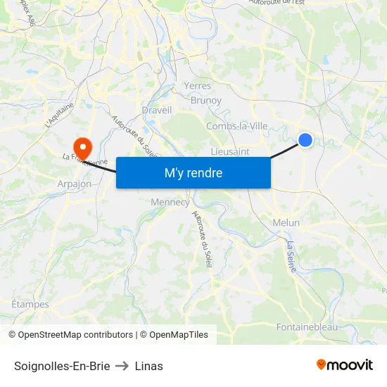 Soignolles-En-Brie to Linas map