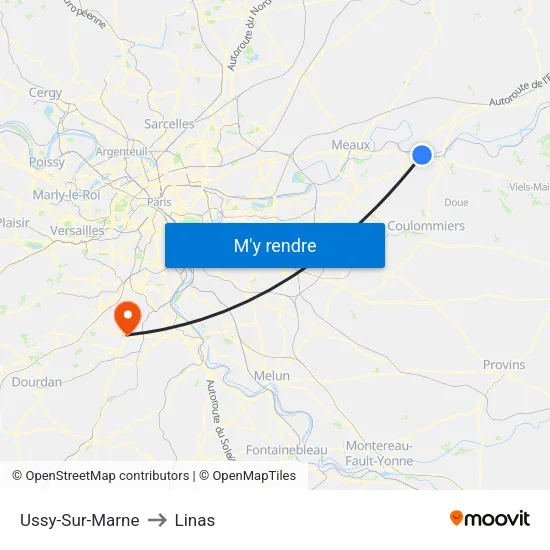 Ussy-Sur-Marne to Linas map