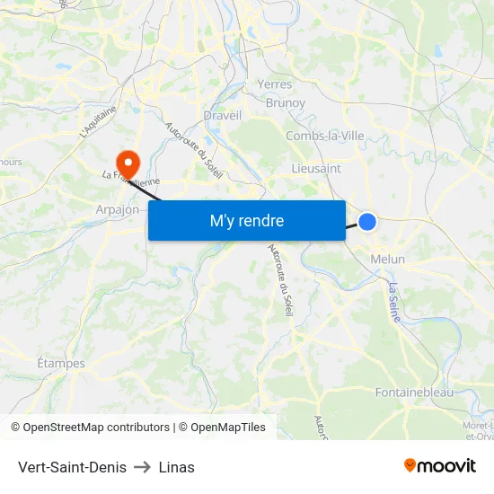 Vert-Saint-Denis to Linas map