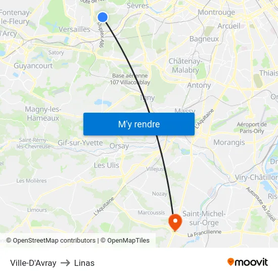 Ville-D'Avray to Linas map
