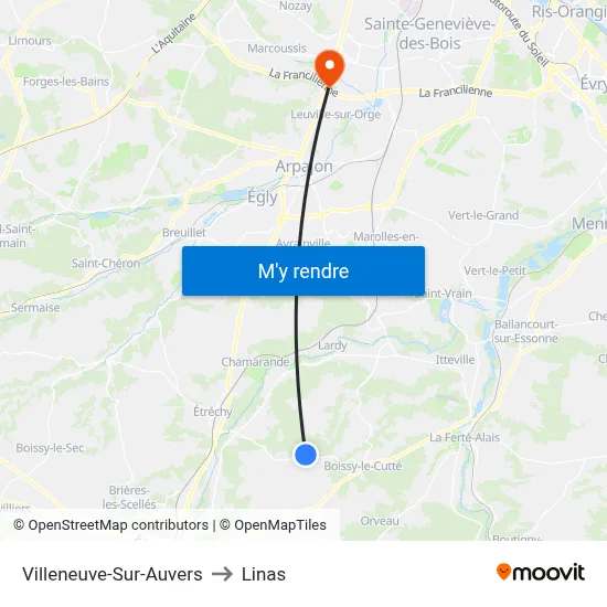 Villeneuve-Sur-Auvers to Linas map