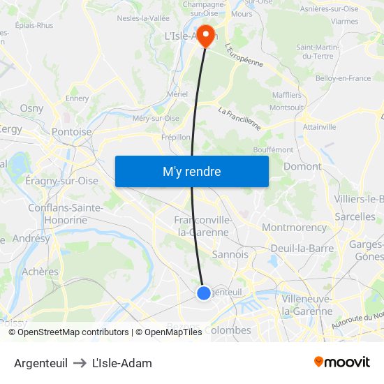 Argenteuil to L'Isle-Adam map